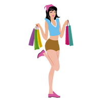 Smiling Vector Shopping Girl Shorts - Free PNG