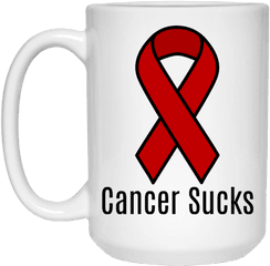 Cancer Sucks Colon Awareness Blue Ribbon 15 Oz Mug - Breast Cancer Ribbon Svg Png
