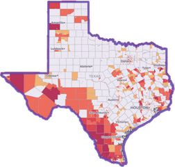 2020 Census Challenges - Hard To Count Texas Map Census Png
