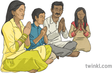 Hindu Family Praying Illustration - Twin 1982795 Png Hindu Family Prayer Clipart