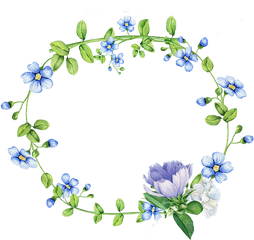 Blue Flowers Border Wreath Png File - Border Forget Me Not