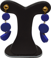 Stella And Gemma Blue Wood W Gold Semi Circle Earrings - Earrings Png