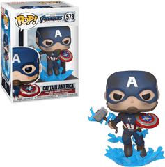 Pop Marvel Avengers Endgame Vinyl Figure - Capt America Wbroken Shield U0026 Mjolnir Captain America Funko Pop Png