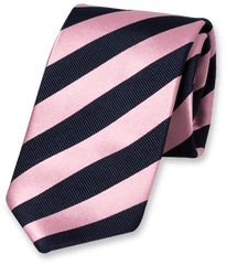 Download Pinkdark Blue Striped Tie - Necktie Full Size BlÃ¥ Rosa Slips Png