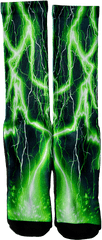 Green Lightning Crew Socks Png