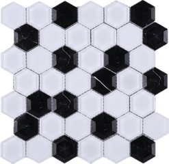 Download 3d Hexagon Honey Comb Black And White Glass - Tile Png