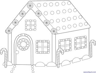 Gingerbread House Clipart Black And - Black And White House Draft Png