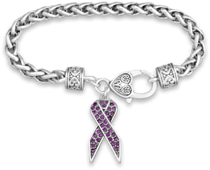 Crystal Purple Ribbon Lupus Awareness - Bracelet Png