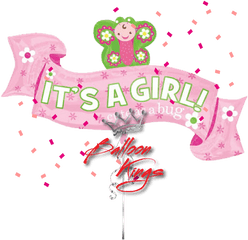 Download Its A Girl Butterfly Ribbon - Balloon Png