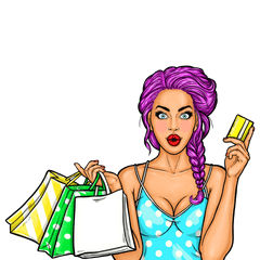 Pop Art Girl Shopping Transparent - Pop Art Png Girl