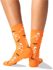 Womenu0027s Dancing Skeletons Crew Socks - Orange For Teen Png