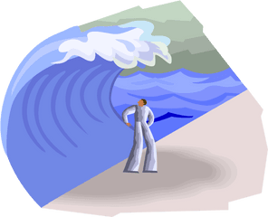 About To Be Washed Away By Tsunami Wave - Vector Image Illustration Png