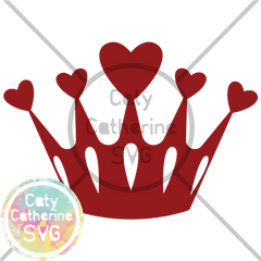 Heart Crown Princess Svg Cut File - Crown With Hearts Svg Png