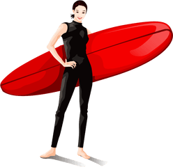 Girl Holding Surfboard Png - Vector Graphics