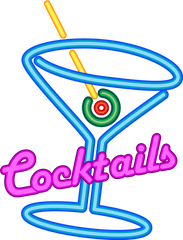 Faux Neon Cocktails Sign - Cocktails Neon Png