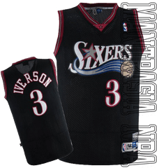 Philadelphia 76ers Iverson 3 Retro Black - Number Png