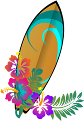 Surfboard Clipart Free - Hibiscus Clip Art Png