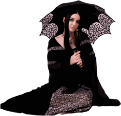 Gothic Girl With Umbrella Sitting Png Official Psds - Girl