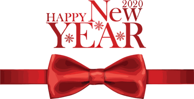 New Year Red Bow Tie Ribbon For Happy 2020 Day 2020 - Free PNG