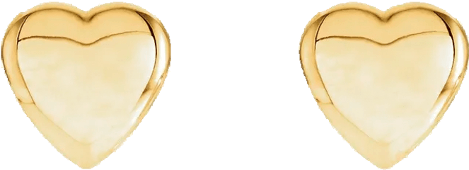 14k Yellow Gold Heart Earrings - Heart Png