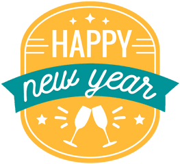 Happy New Year Badge Glass Sticker - Transparent Png Clip Art