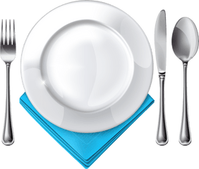 Picture Transparent Plate And Blue - Plate Spoon And Fork Png