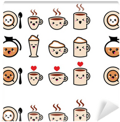 Cute Coffee Cappuccino And Espresso Kawaii Icon Set - Coffee Png