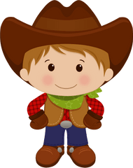 Cowboy Clipart Family - Kids Cowboy Png