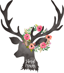 Floral Deer Antlers Png Download - Deer Antlers With Flowers