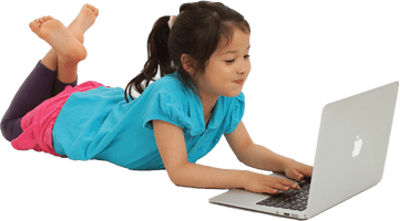 Using Little Laptop Girl Free Photo - Free PNG