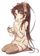 Download Brown Hair Girl Ponytail - Anime Girl With Long Anime Girl Long Brown Hair Png