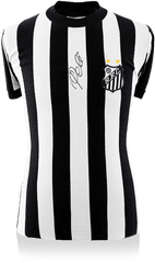 Pele Front Signed Retro Santos Shirt - Short Sleeve Png