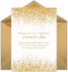 Gold Glitter Confetti Png - We Just Love This Free Golden White And Gold Png Invitation