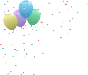 Word Party Balloon Confetti Falling - Transparent Balloons And Confetti Png