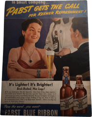 Vintage Pabst Blue Ribbon U0026 Chesterfield Ads - Barware Png