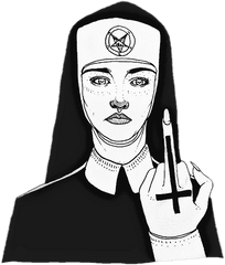 Fuckyou Middlefinger Nun Satan Clipart - Full Size Clipart Satanic Art Png