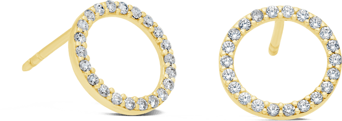 9ct Gold Cubic Zirconia Open Circle Stud Earrings - Earrings Png