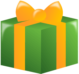 Gift With Green Wrapping And Gold Ribbon Clip Art - Birthday Box Clip Art Png