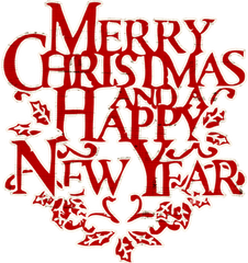 Merry Christmas And Happy New Year Lettering Png Transparent - Merry Christmas Word Art