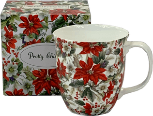 Pretty Chintzy Poinsettia Java Mug - Mug Poinsettia Png