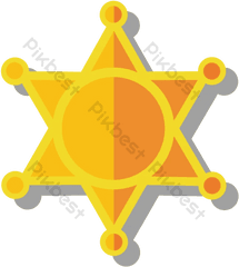 Six - Pointed Star Vector Cartoon Police Badge Accessories Dot Png