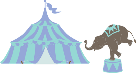 Vector Clip Art Of Circus Tent With - Circus Elephant Transparent Background Png