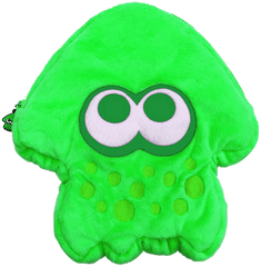 Hori Splatoon 2 Squid Plush Pouch Neon Green For Nintendo - Splatoon 2 Squid Green Plush Png