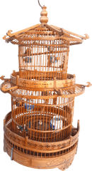 Vintage Chinoiserie Pagoda Birdcage Large Chinese Bamboo Style - Cage Png