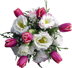 Lisianthus And Tulip Flower Pot Png