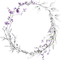 H927 Flower Watercolor Drawing Wreath Full - Lavender Drawing Png