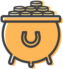 Pot Coin Gold Stroke - Clip Art Png