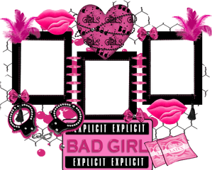 Pink Bad Girl Frame - Png Girl Photo Frame Clipart Full Girl Photo Frame Png