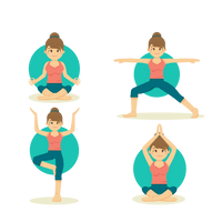 Vector Flat Woman Yoga Vinyasa Material Illustration - Free PNG