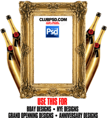 Gold Frame Psd Official Psds - Frame With Bottle Psd Png
